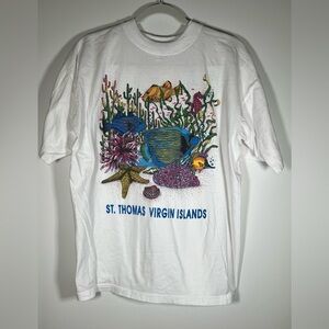 America's Best vintage Y2K St. Thomas VI fish graphic colorful tshirt sz XL